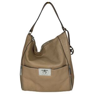 Michael Kors Hobo Brown Taupe Pebbled Leather Shoulder Bag Purse